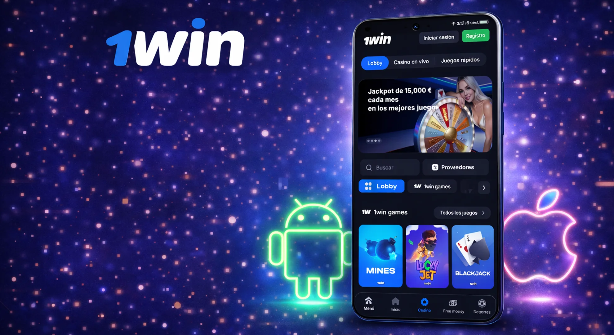 Aplicación 1win Casino: tragamonedas, crash y casino en vivo en tu teléfono